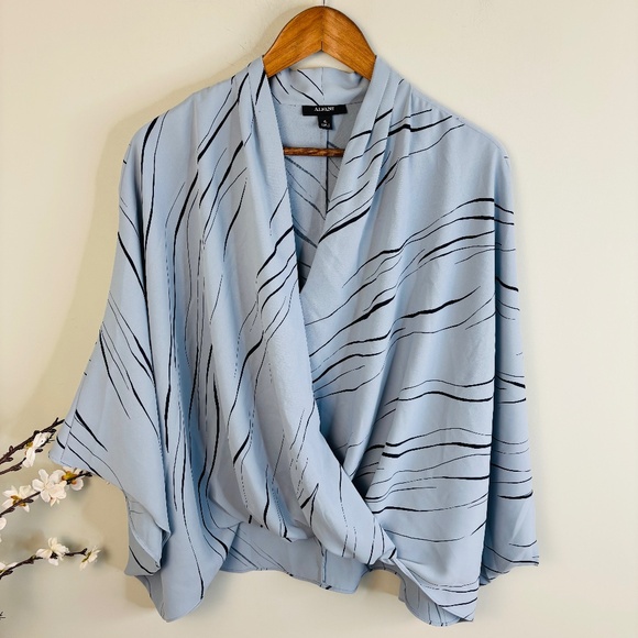 Alfani Light Blue Striped Women's Blouse - Picture 1 of 3
